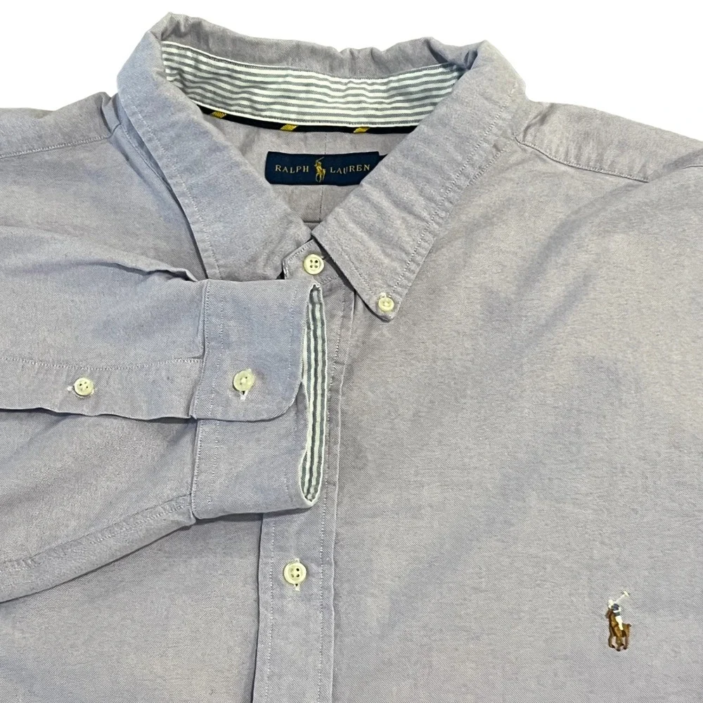 Polo Ralph Lauren Shirt Mens 5XB Big Purple Long Sleeve Button Up Cotton